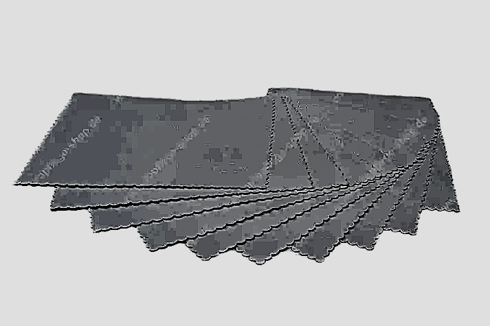 Un lot de chiffons de nettoyage en microfibre Suédines d'application Si3D est présenté avec art sur un fond blanc. Chaque chiffon rectangulaire présente des bords festonnés, ajoutant une touche décorative. - Tekalab